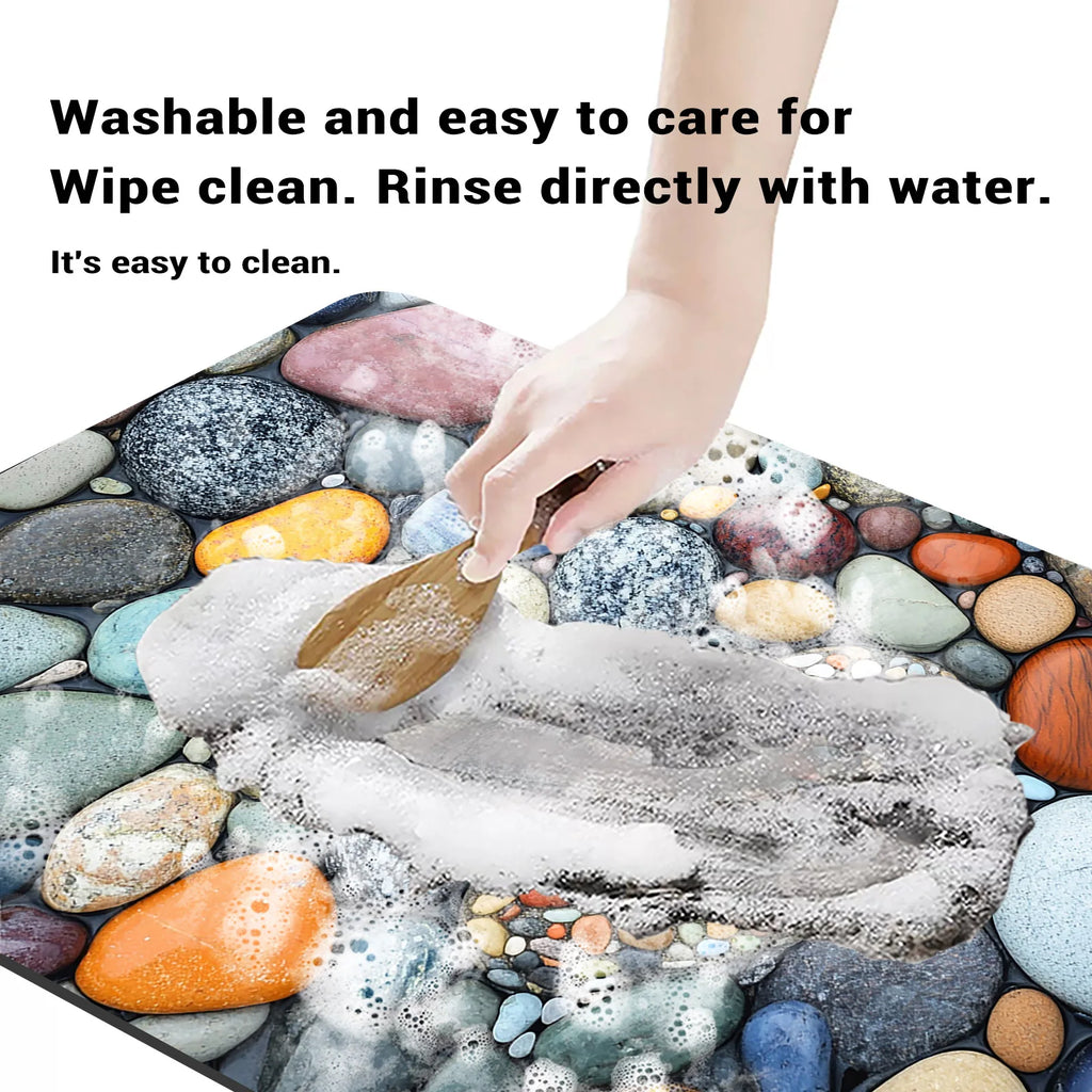 Stone Design Diatomite Bath Mat Bathroom Non-slip Shower Foot Mats Absorbent Quick Dry Toilet Rugs Carpet Doormat Washable