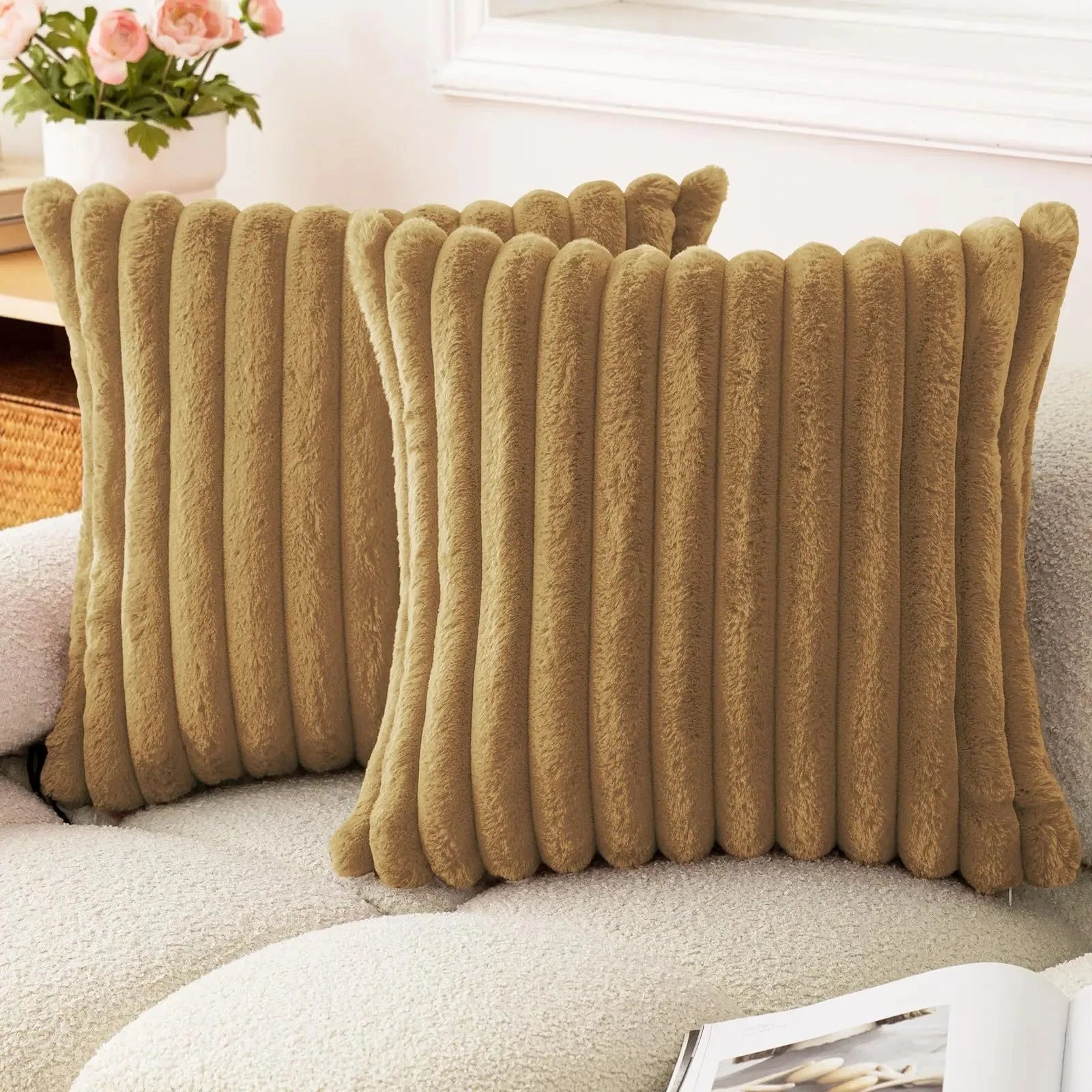 PlushStripe Cushion Cover