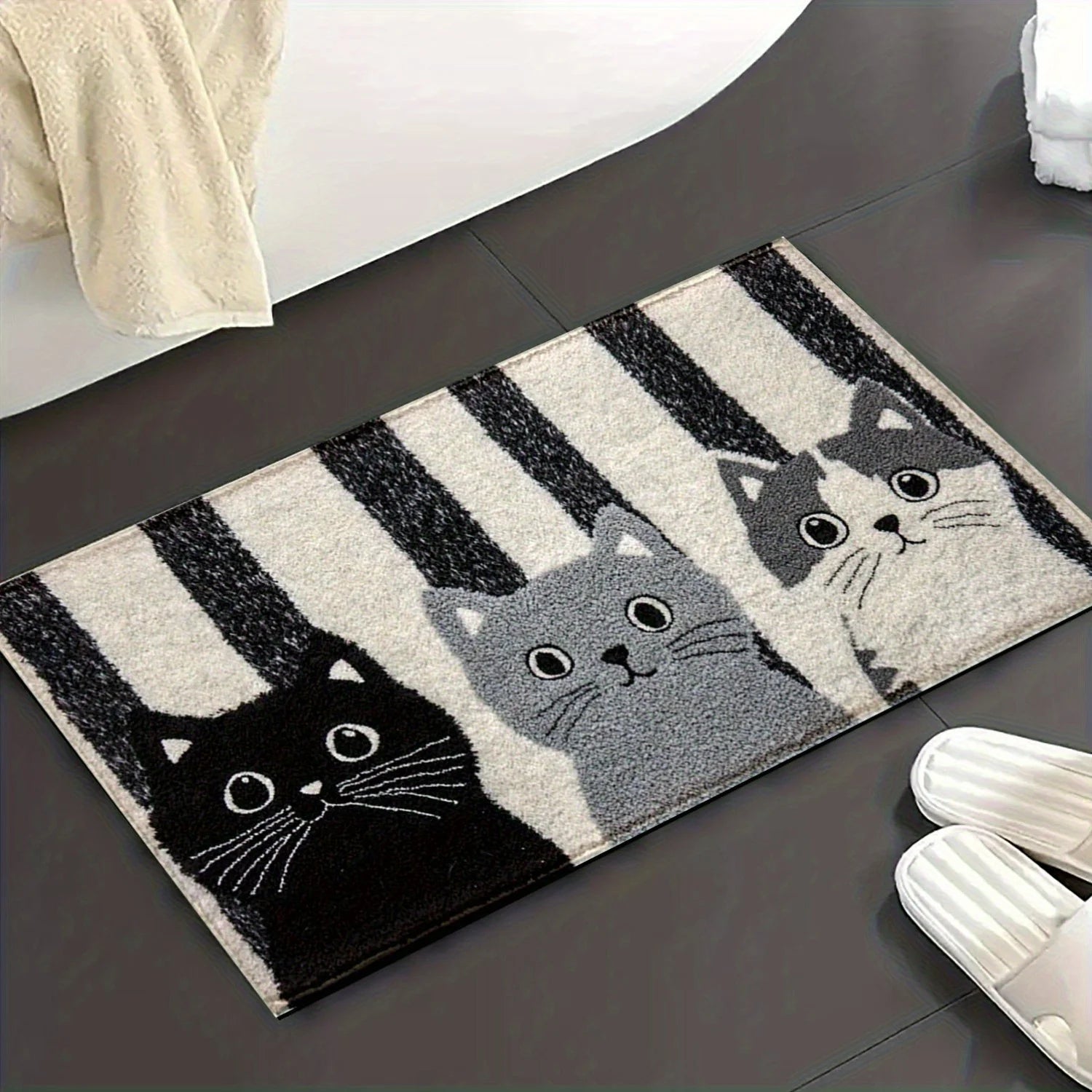 Striped Cat Waterproof Area Rug
