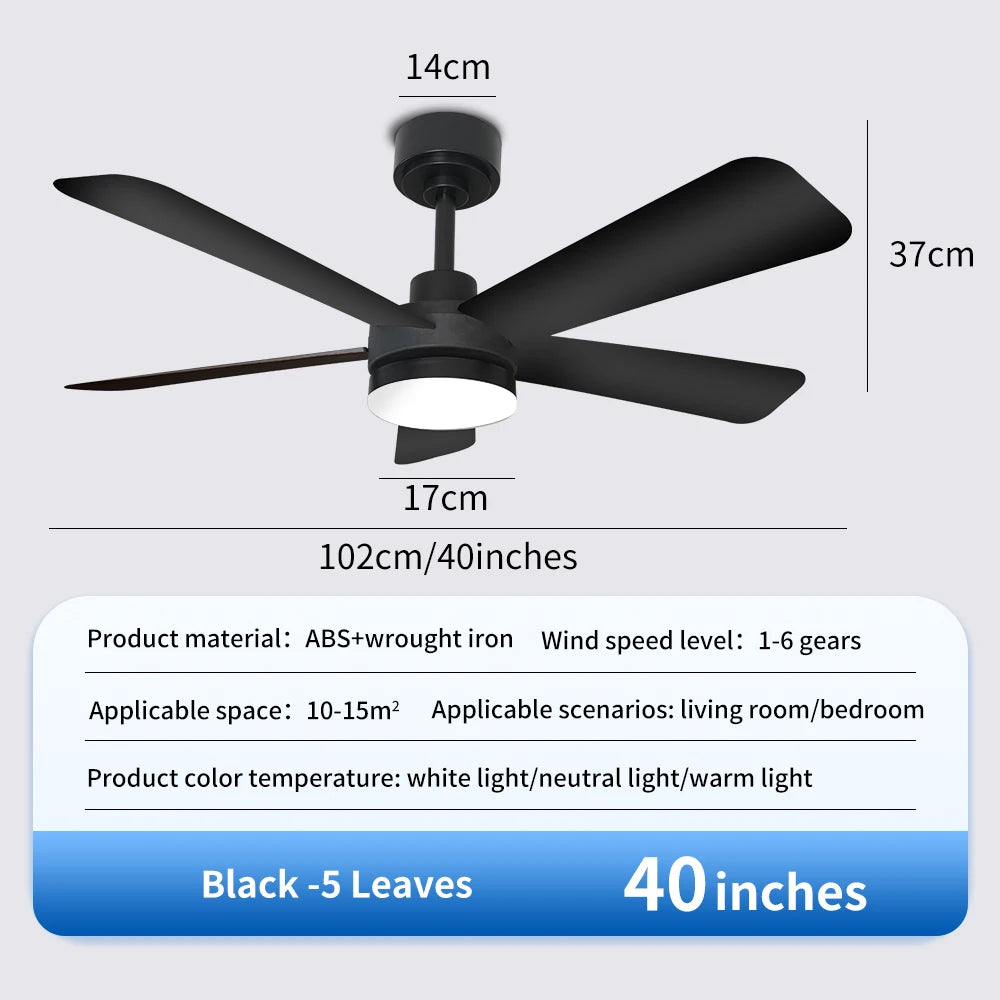 Black Remote-Control Ceiling Fan Light