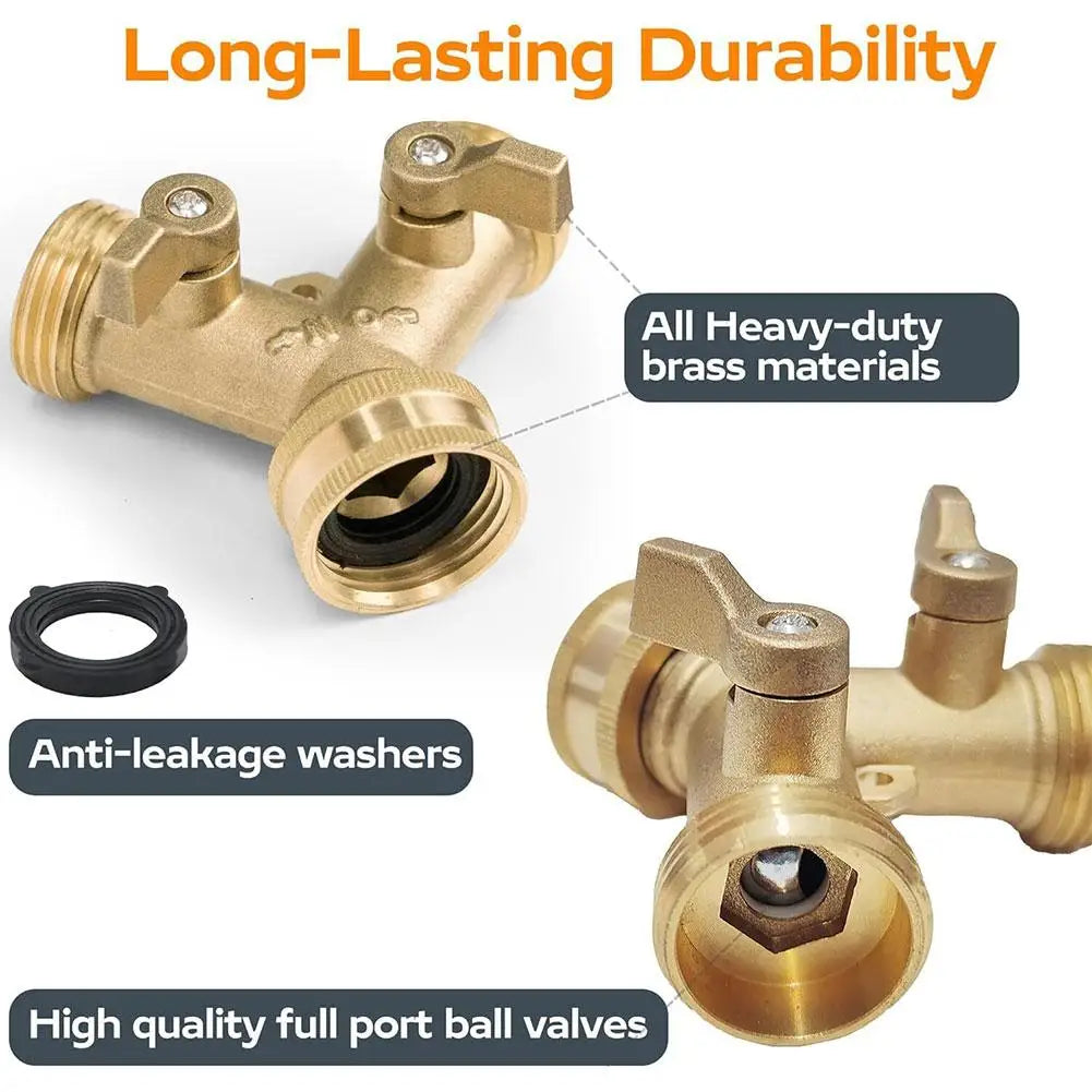 Brass Two-Way Garden Hose Splitter