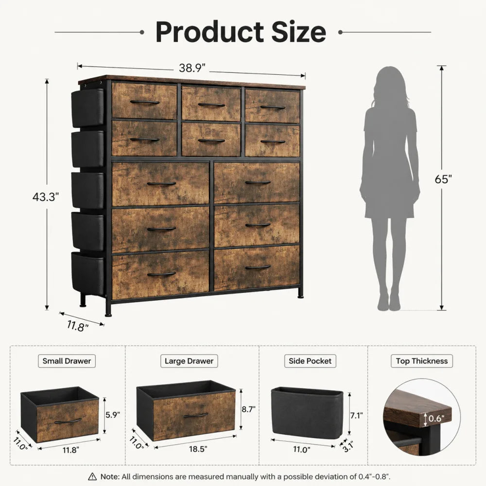 12-Drawer Fabric Storage Dresser
