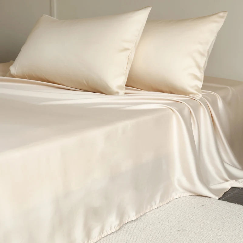 100% Silk Bed Sheet Set Luxury Mulberry Silk Bedding Sets Twin Full Double Queen King Size Fitted Sheet Flat Sheet Pillowcase