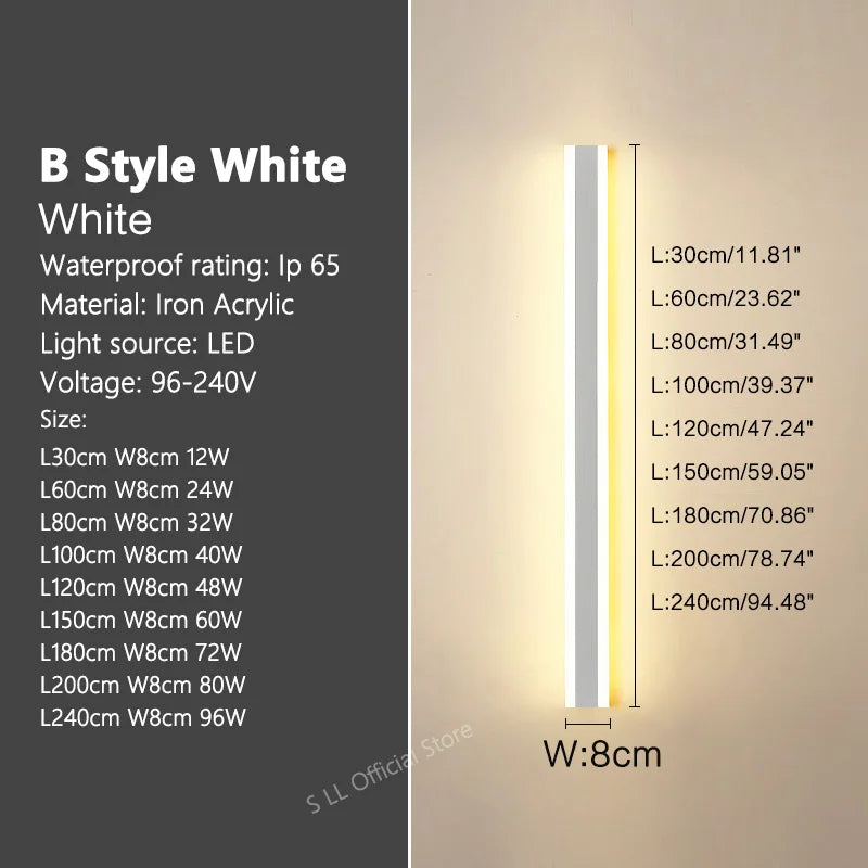 Long Strip Waterproof Outdoor LED Wall Light