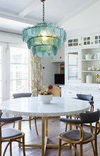 Green & Amber Cut-Glass LED Chandelier