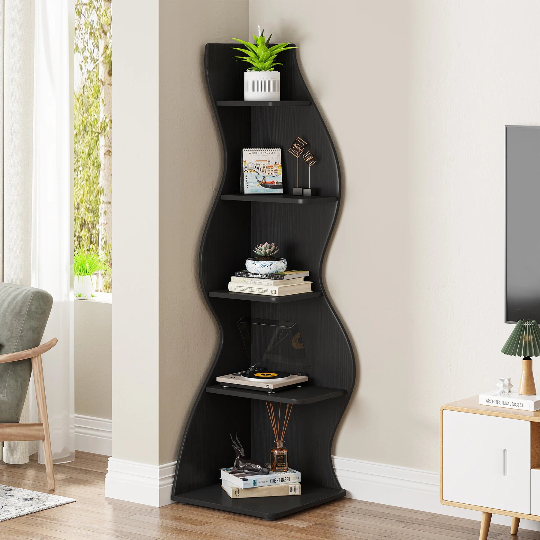 5-Tier Corner Bookshelf