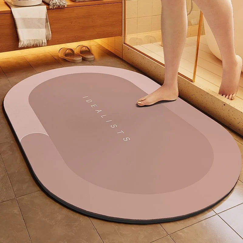 Minimalist Diatomite Bath Mat Quick-Dry Absorbent Non-Slip Door Mat Stain-Resistant & Durable Entryway Rug
