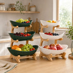 2/3-Tier Fruit Basket with Bamboo Stand