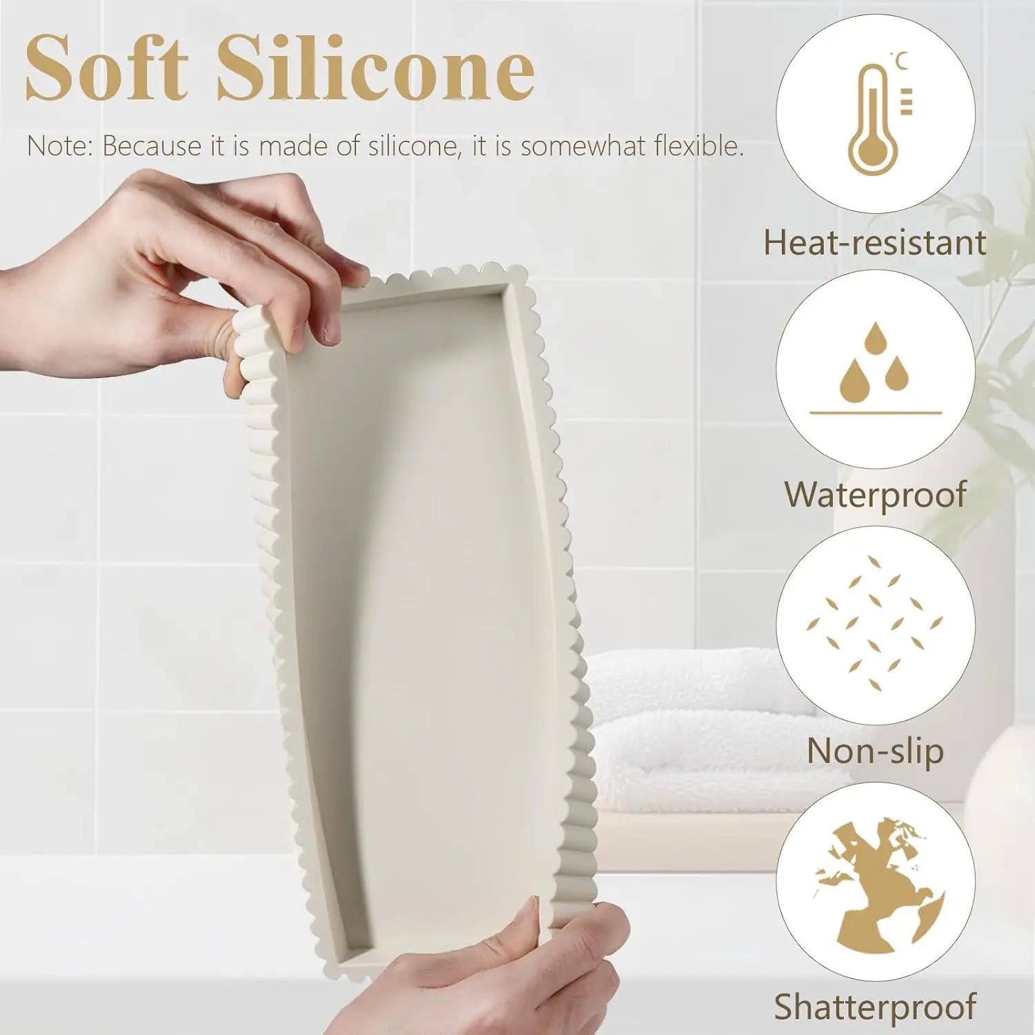 Silicone Wave-Edge Vanity Tray