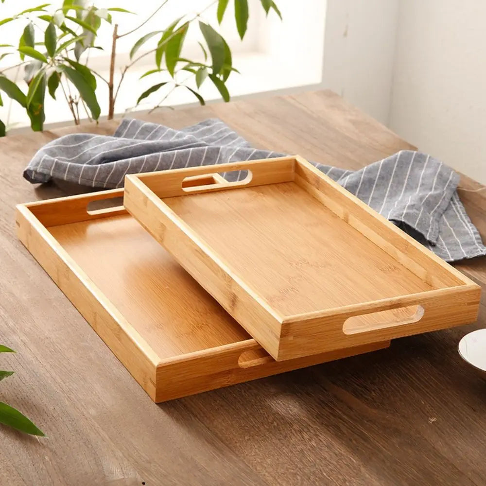 New Rectangular Storage Tray household Solid Wood Storage Plate Bamboo Water Cup Plate Dried Fruit Water Cup Plate