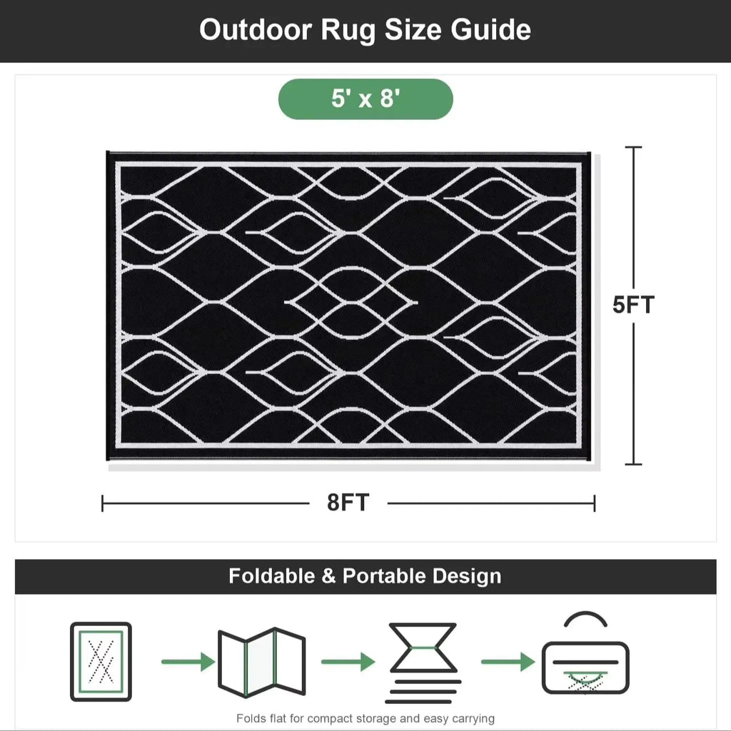 5×8 Reversible Waterproof Patio Rug