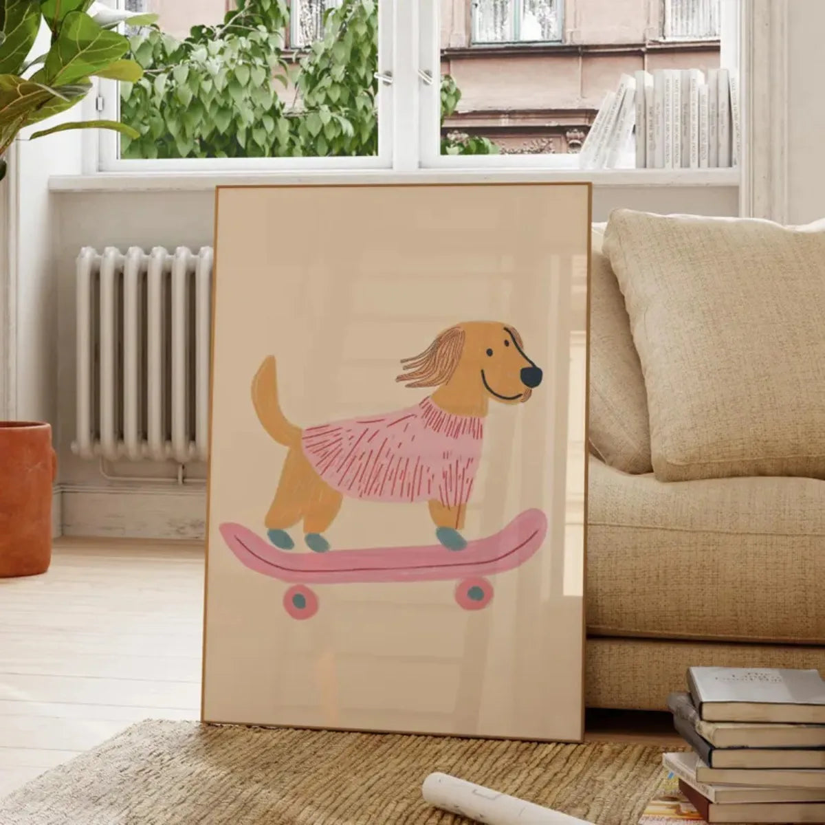 Skateboarding Dachshund Canvas Print