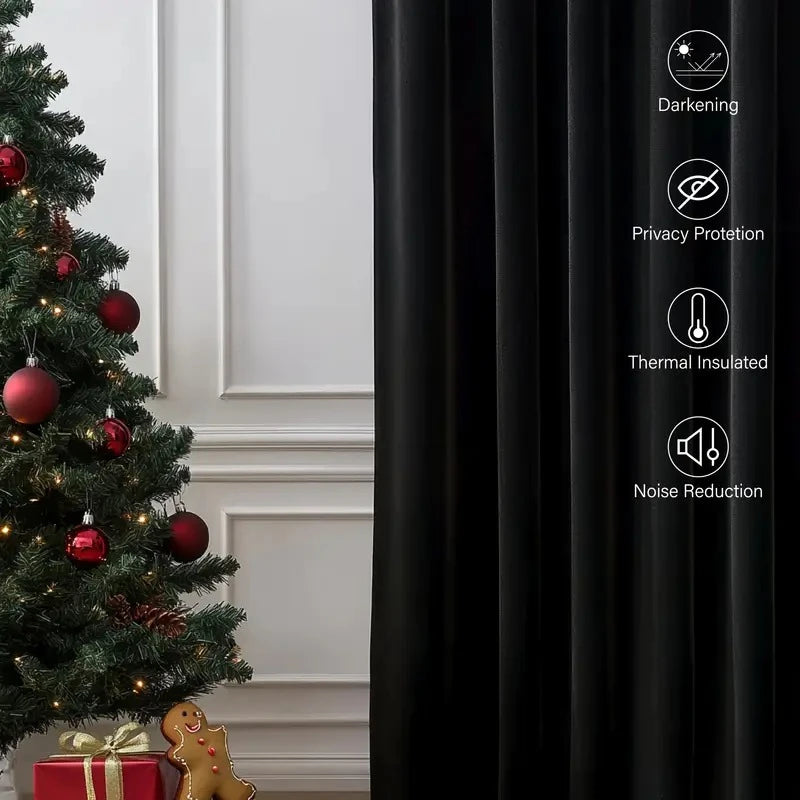 Black Semi-Blackout Window Curtains