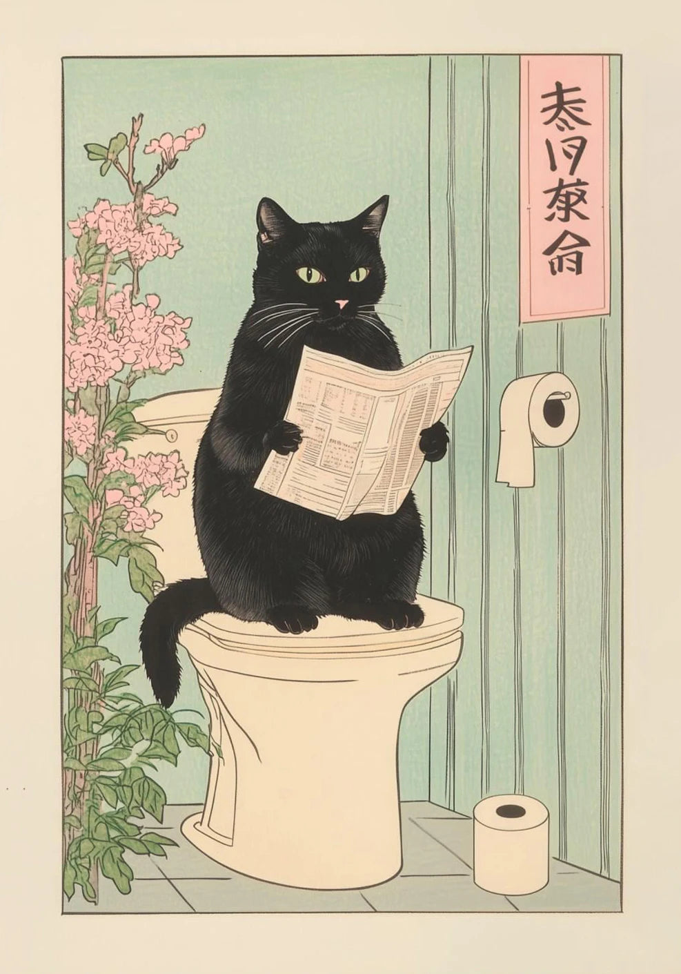 Japanese Cat Bath Canvas Print