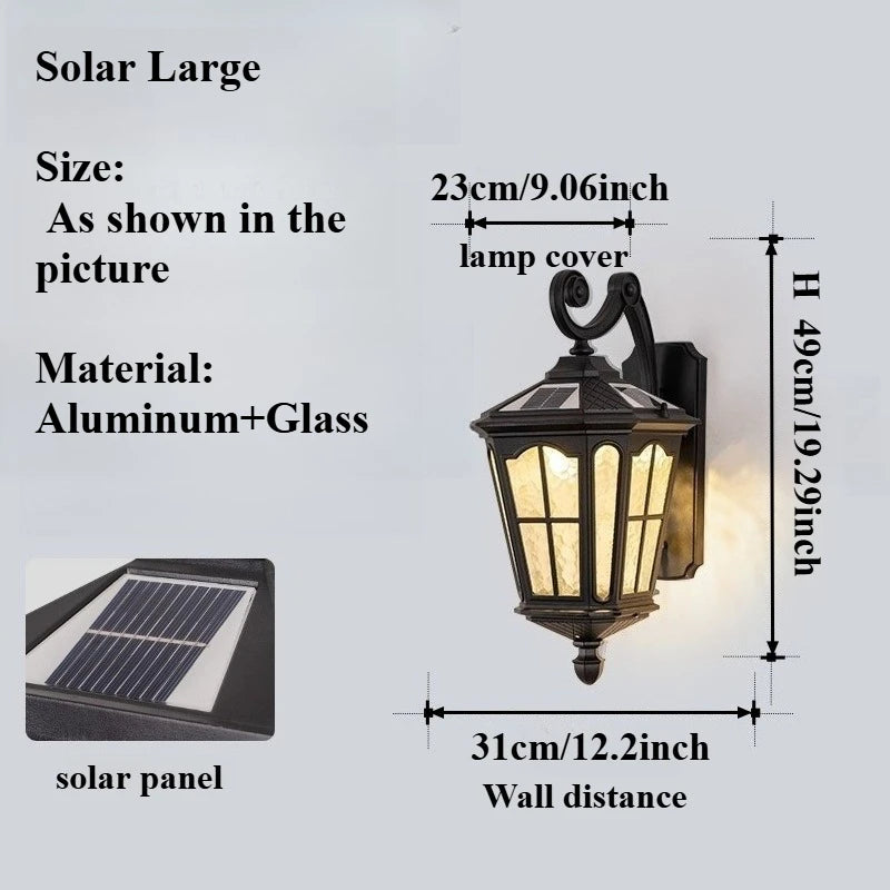 Vintage Solar Entryway Wall Lantern