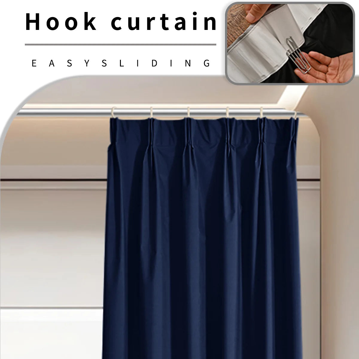 Custom Size 1Pc Hook 100% Blackout Curtains for Living Room Bedroom Thermal Insulated Waterproof Window Decor 창문커텐 Door Blinds