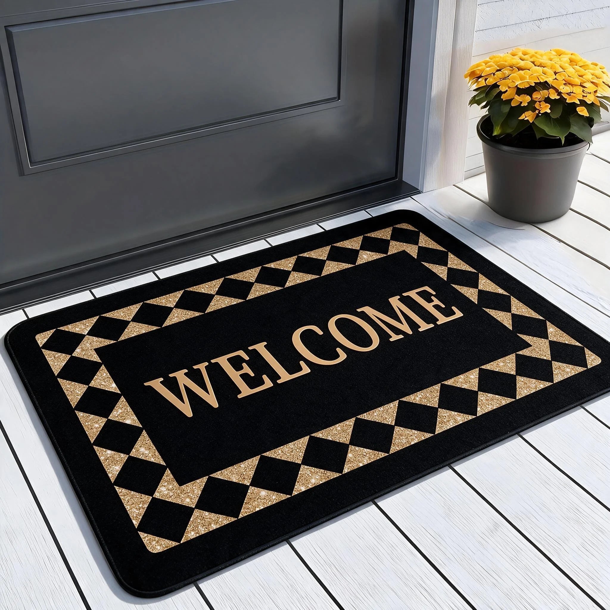 Diatomaceous Earth Bathroom Floor Mat Square Rubber Backing Non Slip Highly Absorbent Thick Rug for Toilet Entryway