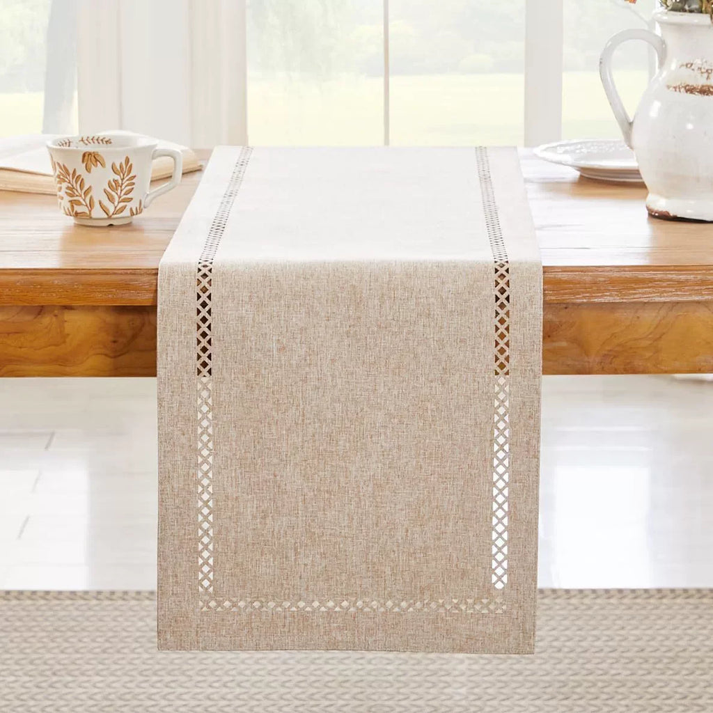 Modern Table Runner Linen Table Runner Washable Openwork Design Ideal for Holiday Party Decor,Dining Table,Restaurant, Christmas