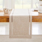 Modern Table Runner Linen Table Runner Washable Openwork Design Ideal for Holiday Party Decor,Dining Table,Restaurant, Christmas