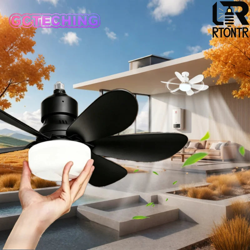 E27 Remote-Control Ceiling Fan with Light