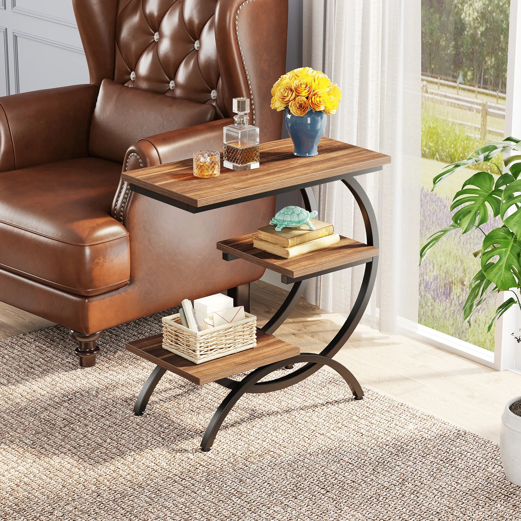 3-Tier C-Shaped Side Table