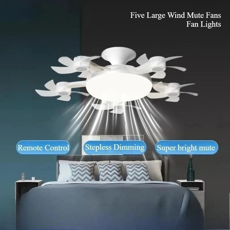 Dimmable Remote-Control Ceiling Fan with Light — detail view