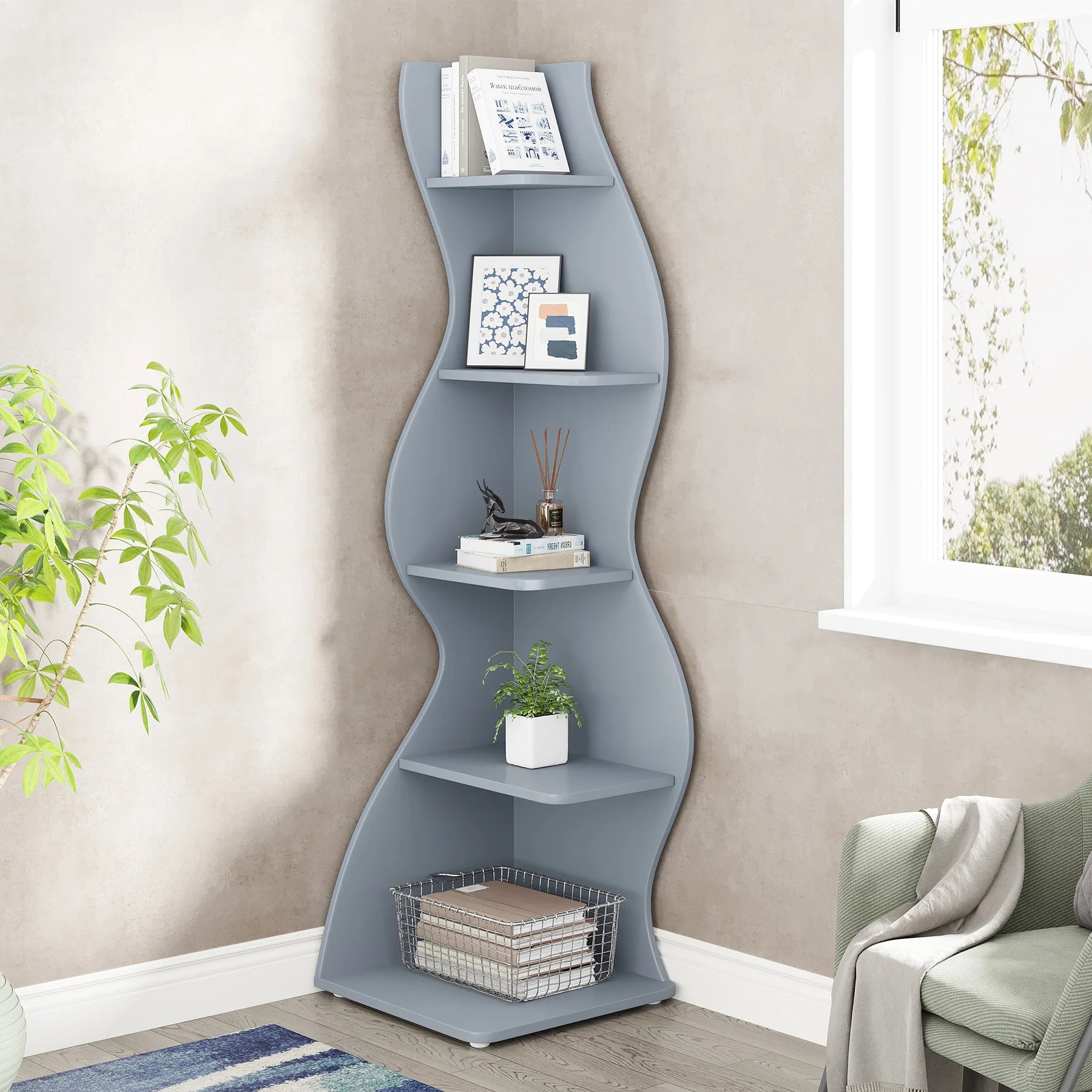 5-Tier Corner Bookshelf
