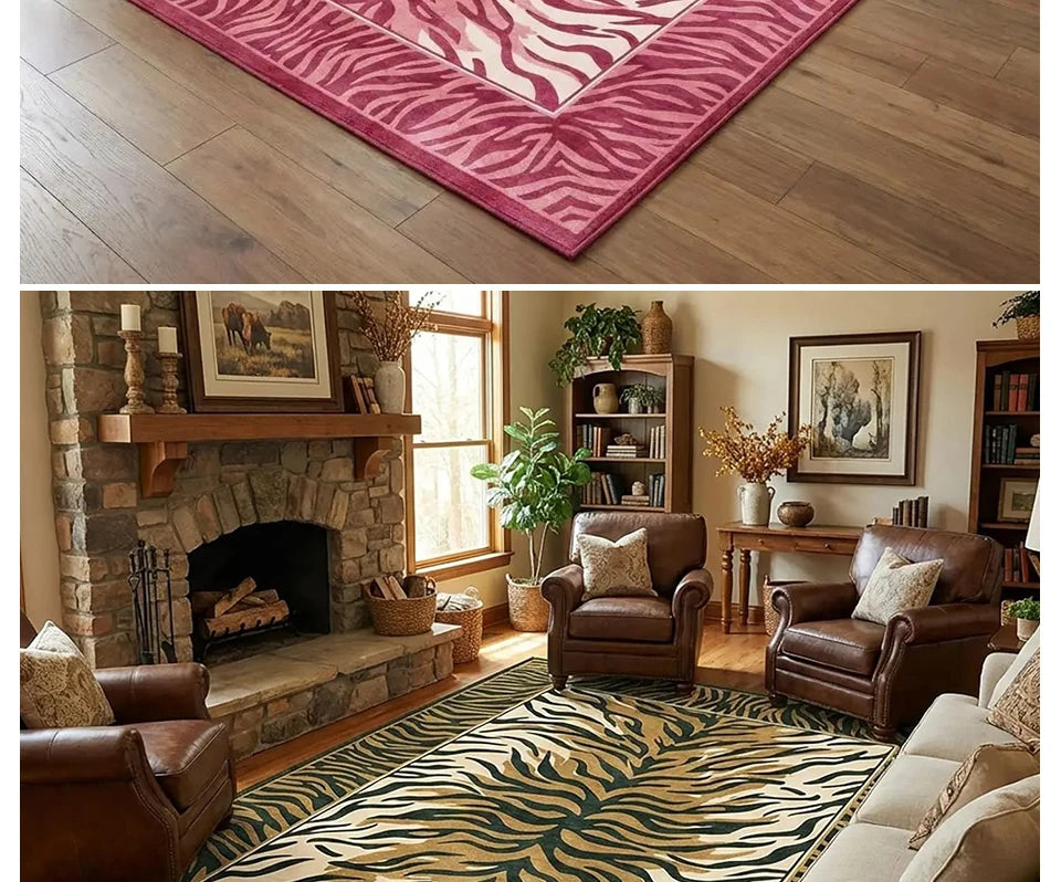 Pink Zebra Machine-Washable Area Rug