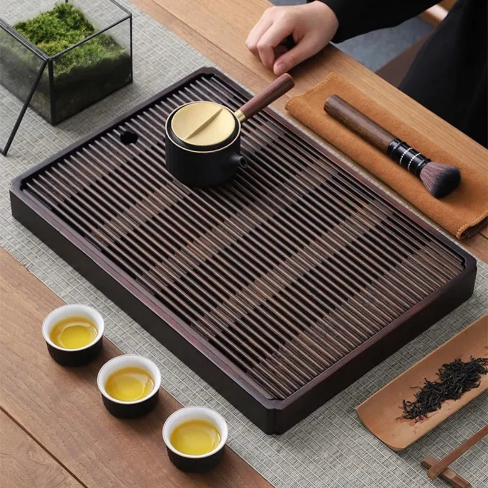 Bamboo Tea Tray Chinese Kung Fu Tea Tray Gongfu Tea Table Tool with Water Storage Drainage Household Filter for Home Office