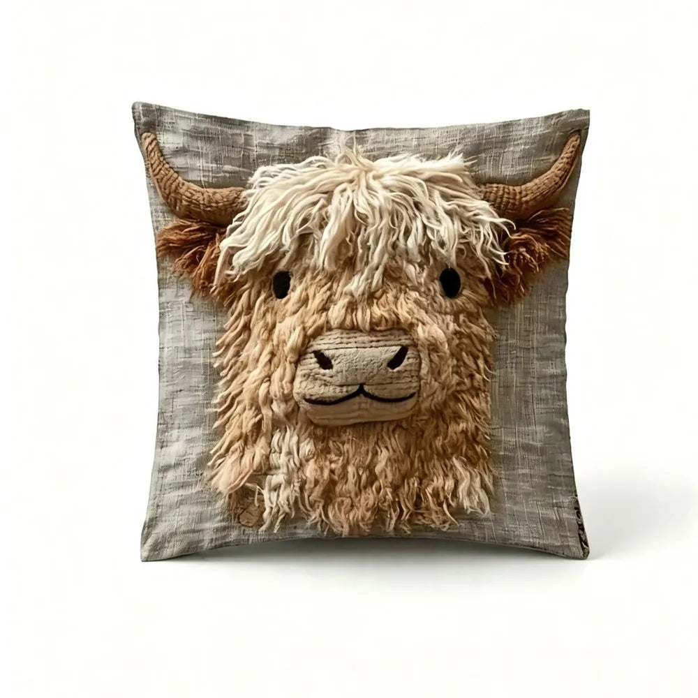Highland Cow Throw Pillow Cover