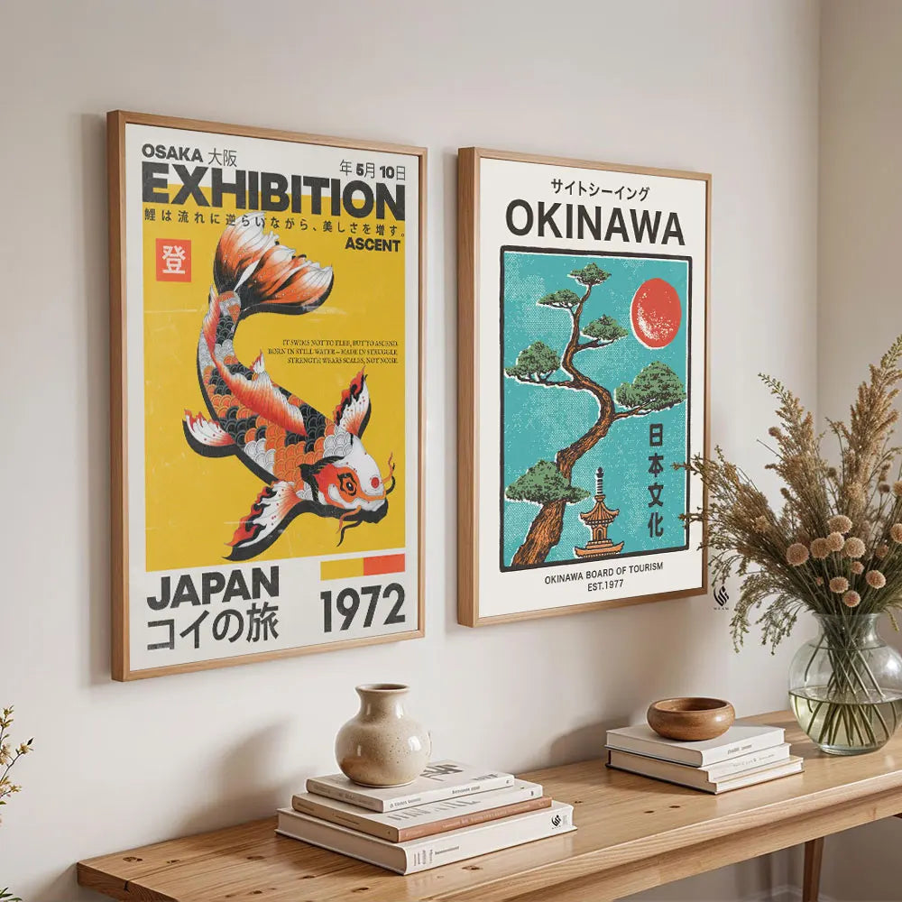 Japanese Koi Botanical Canvas Print