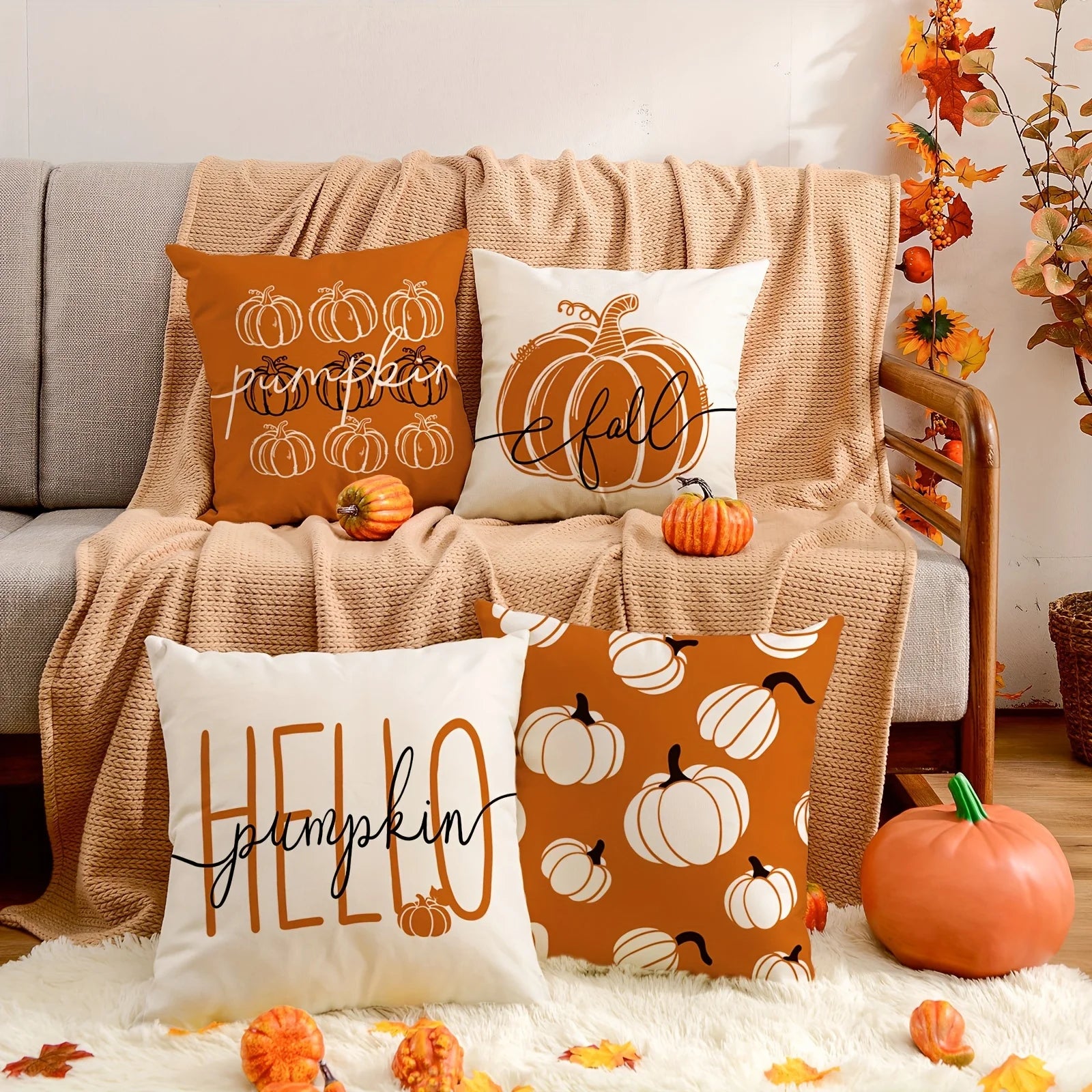 Vintage Pumpkin Fall Pillow Covers