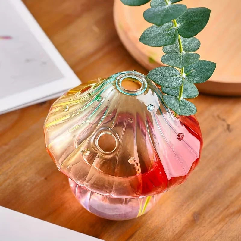Hand-Blown Mushroom Glass Vase