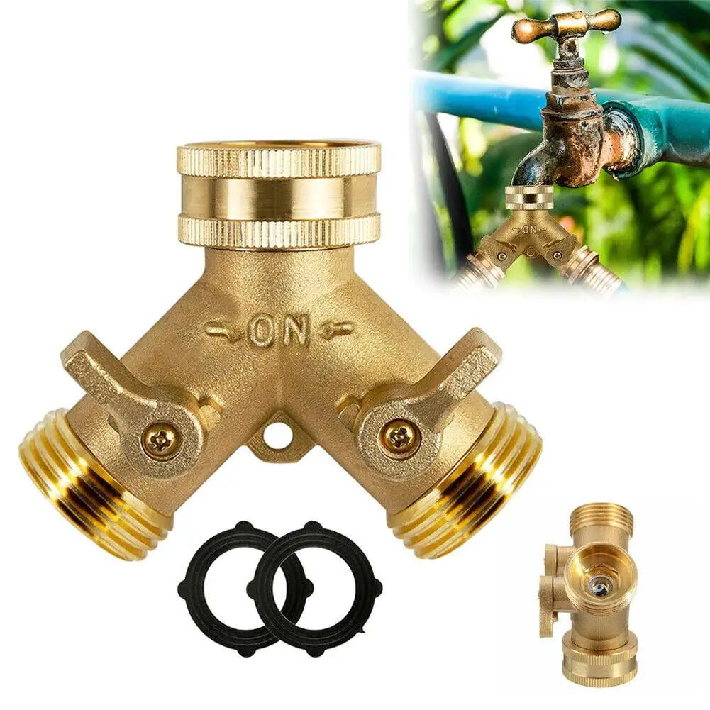 Brass Two-Way Garden Hose Splitter