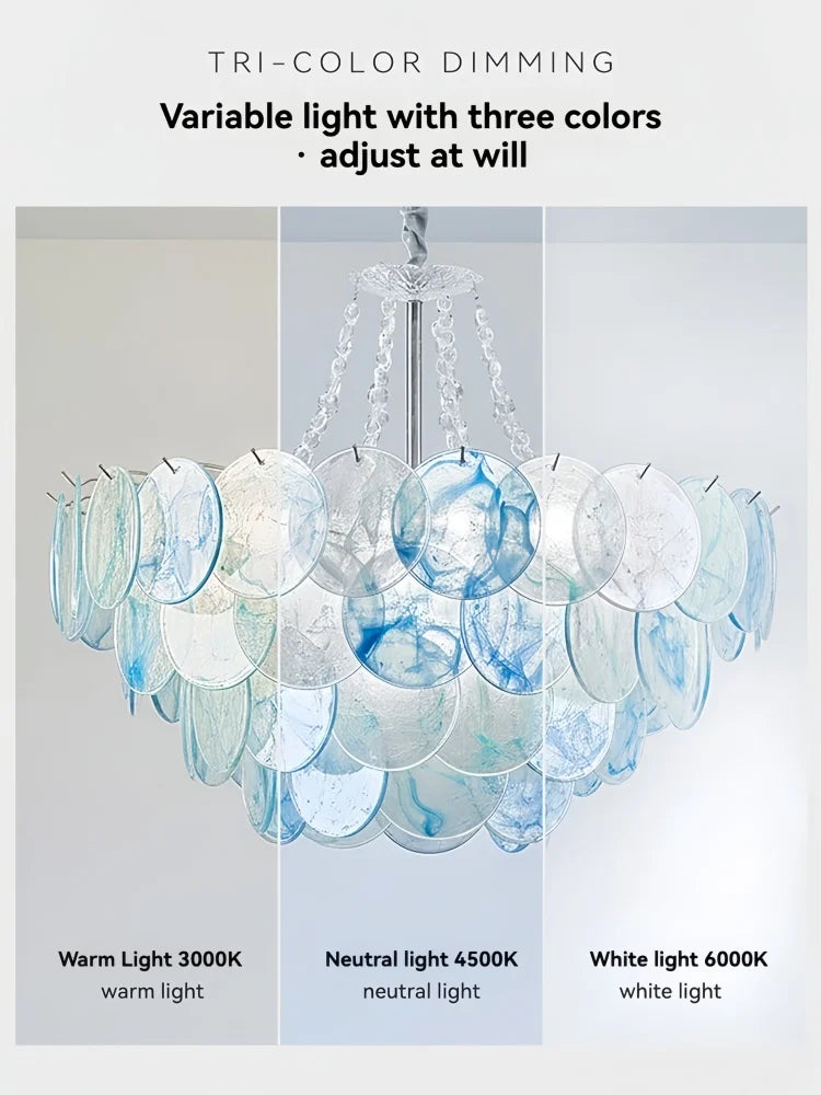 Murano-Style Blue Luxury Glass Chandelier