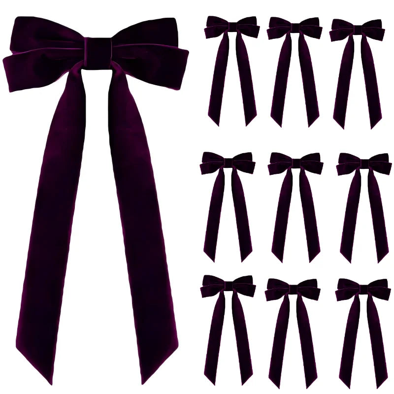 10-Piece Velvet Christmas Bow Set