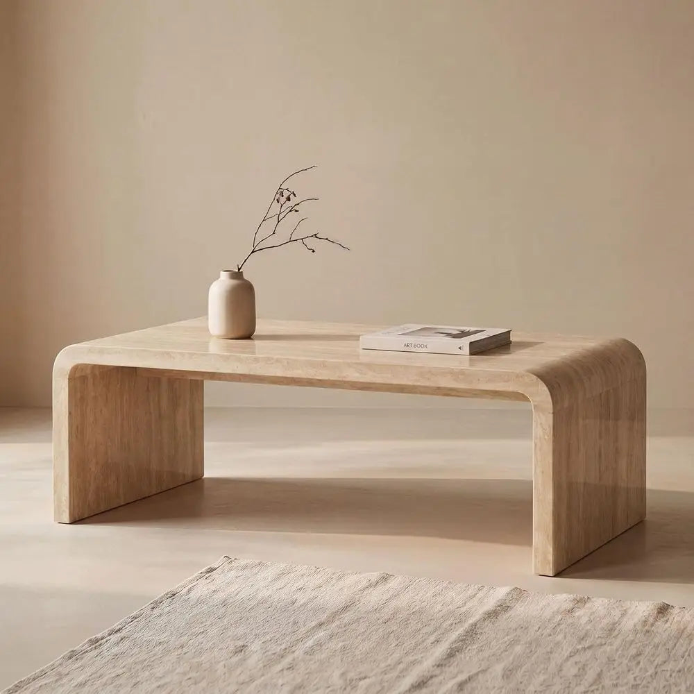 47-Inch Travertine Waterfall Coffee Table