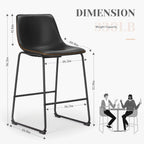 Set of 2 PU Leather Counter Stools