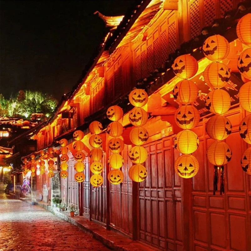 5-Piece Hanging Pumpkin Paper Lantern Set