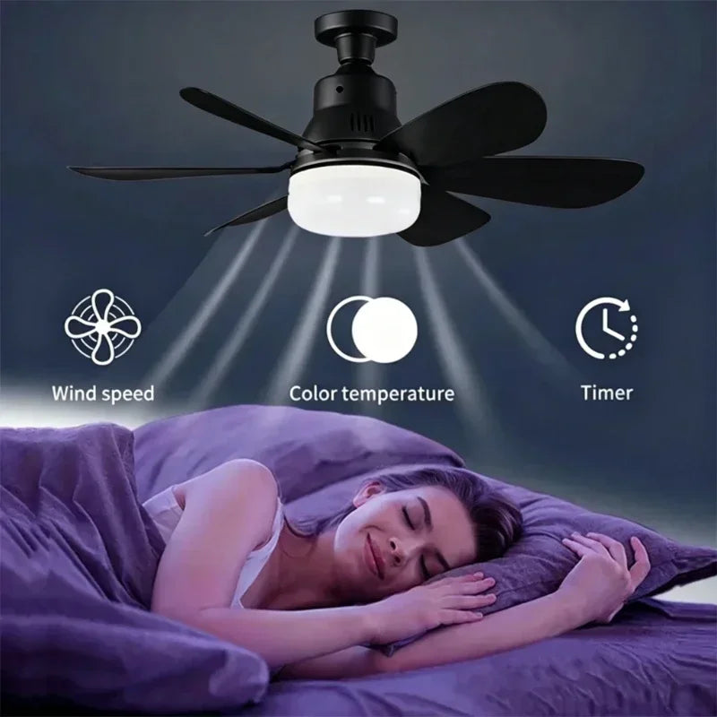 E27 Remote-Control Ceiling Fan with Light