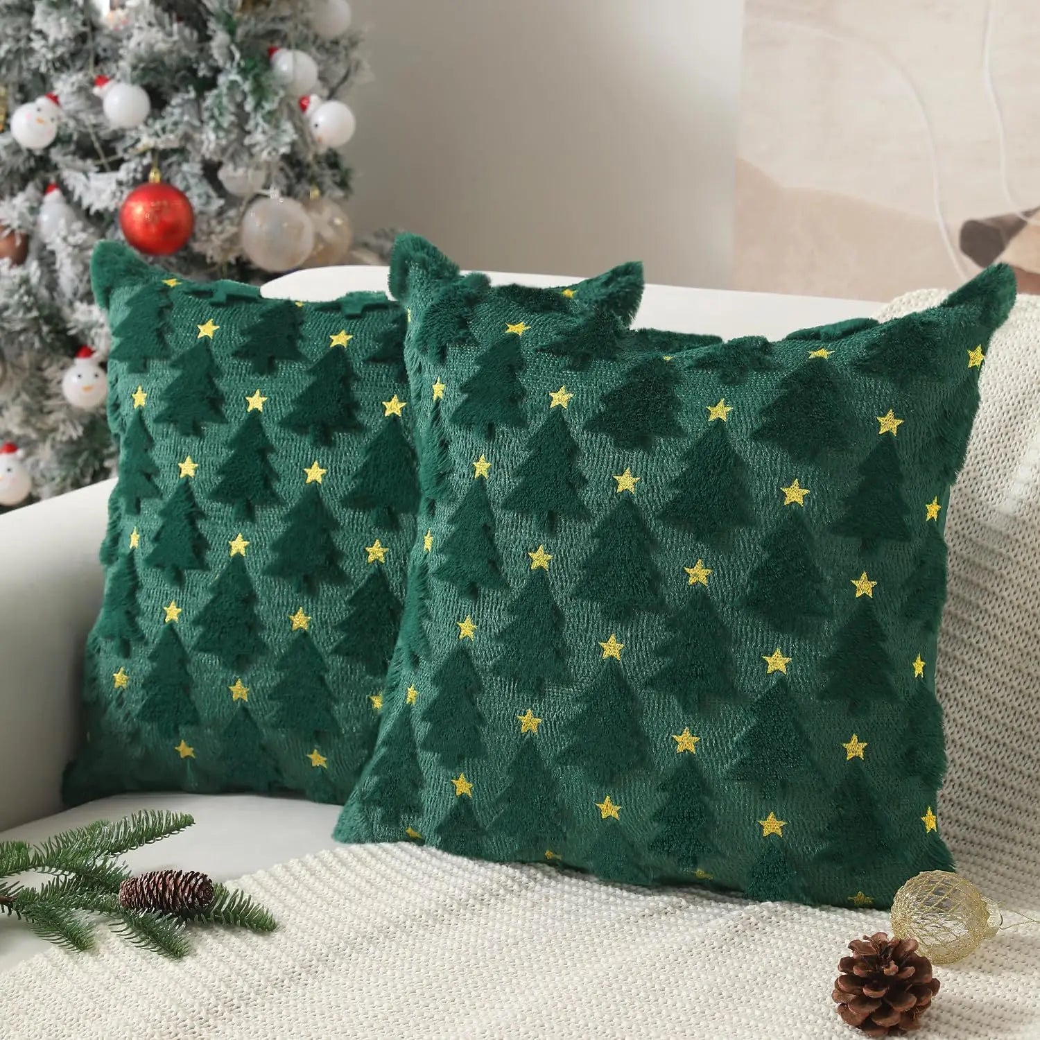 Christmas Tree Plush Pillow Covers