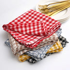 Set of 10 Gingham Cotton Napkins 42x42cm Reusable Check Cloth Napkin for Wedding Christmas Dinner Party Banquet Home Table Decor