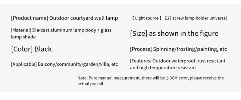 European-Style Waterproof Outdoor Wall Lamp