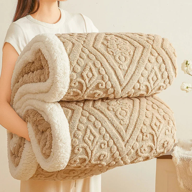 5D Carved Sherpa Fleece Blanket