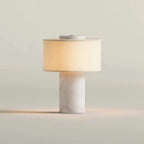 Retro Luxury Beside Lamp Natural Marble Table Fabric