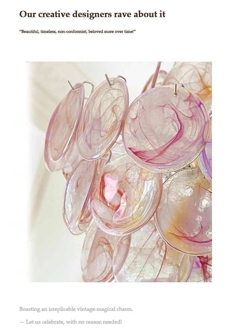 Murano-Style Pink Glass Chandelier