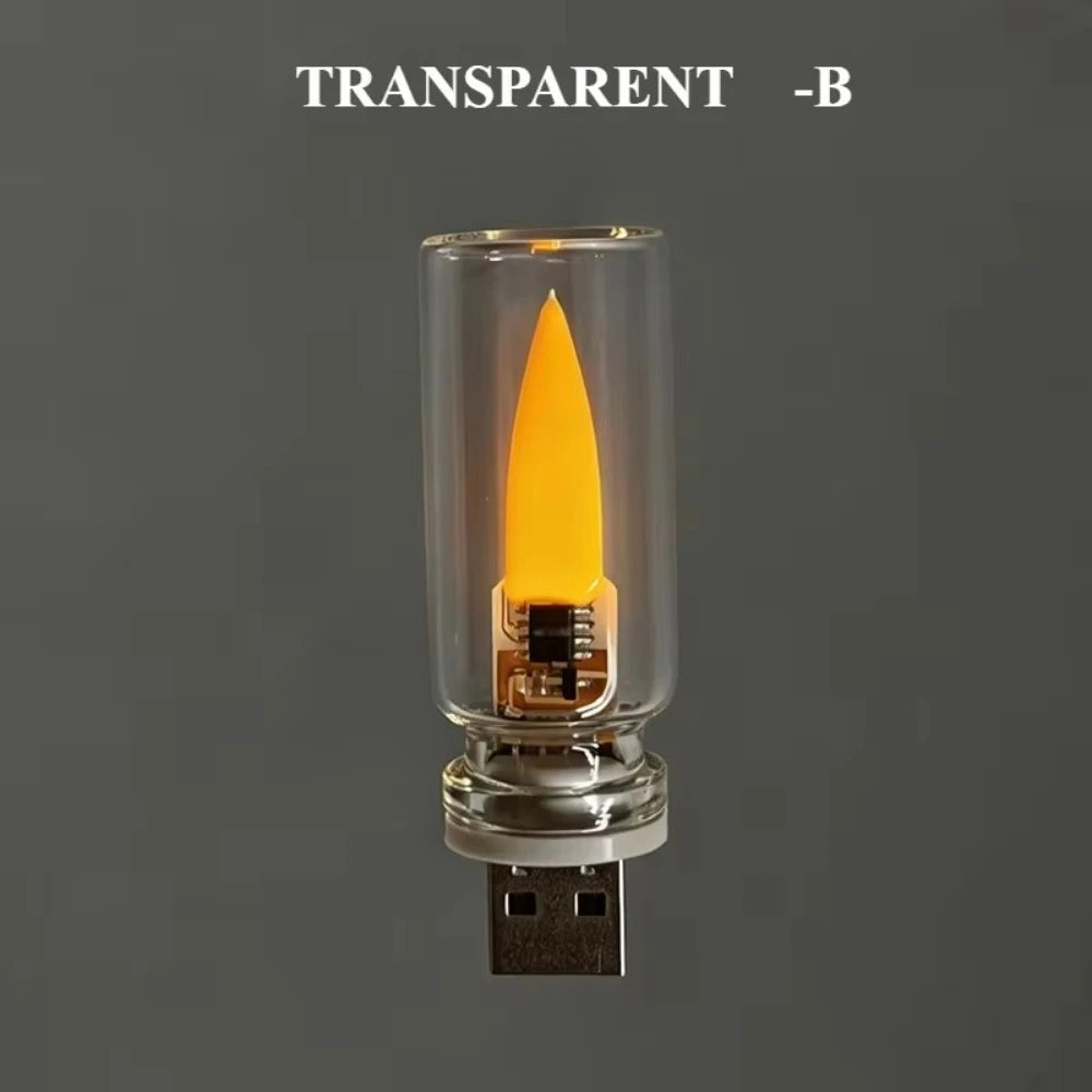 USB Flickering Glass Flame Light