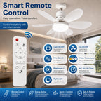E27 Dimmable Remote-Control LED Ceiling Fan with Light