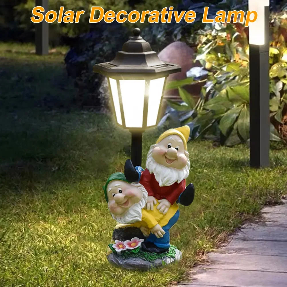Solar Hexagonal Garden Lamp Resin Cute Figurine Light