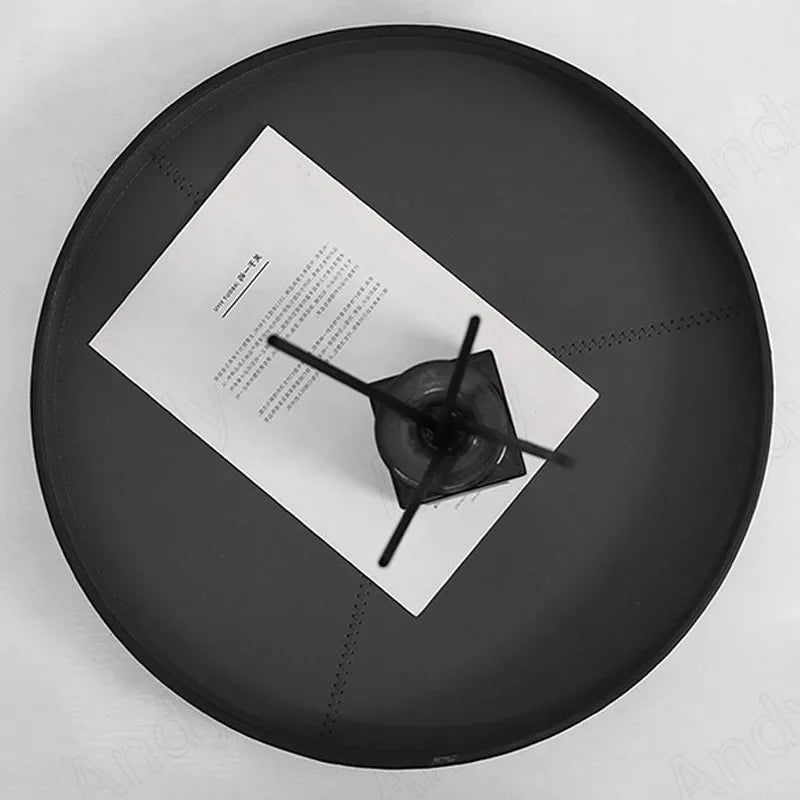 Round Black Leather Valet Tray